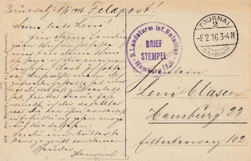 Ak belgien peruwelz rue de rouccurt fp 1916 57